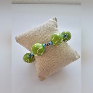 Chunky Bead Bracelet Bright Color Silver Tone Hardware